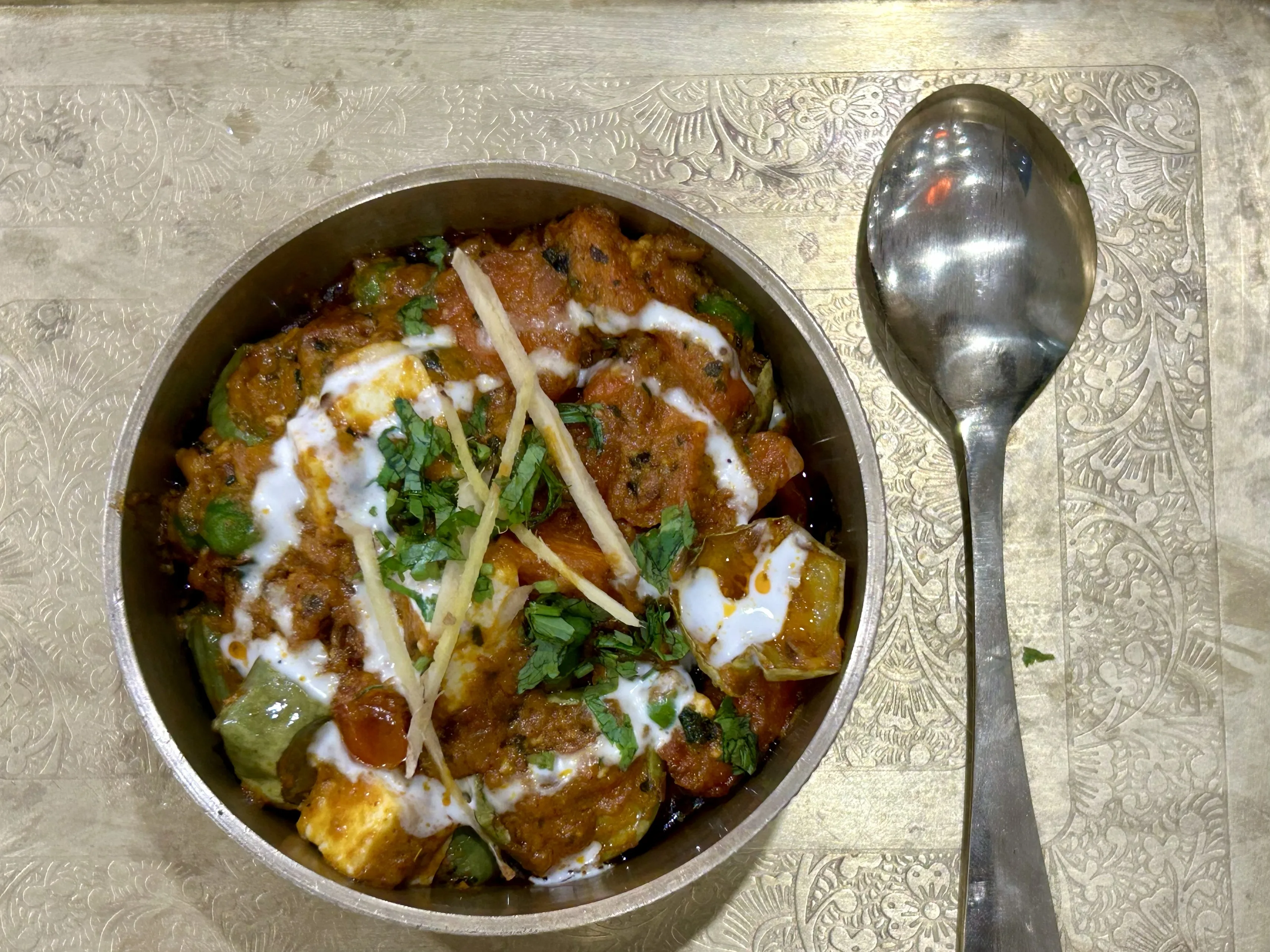 Kadhai Paneer with bell peppers and roasted spices